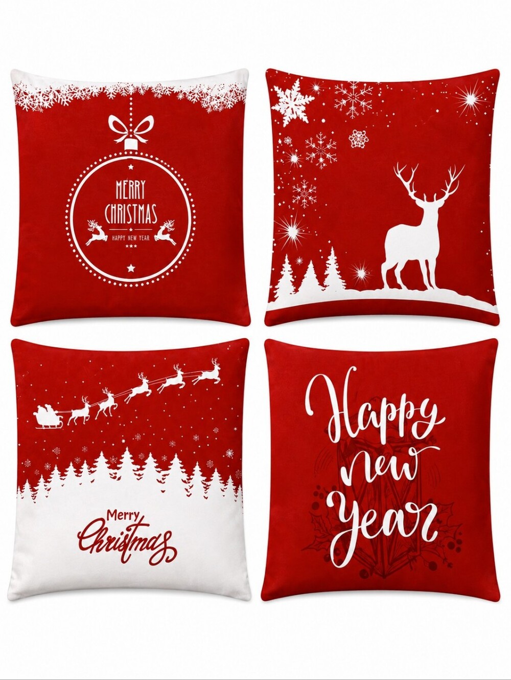 3/$30 Set of Four Christmas New Year Holiday Double Sided Pillow Covers